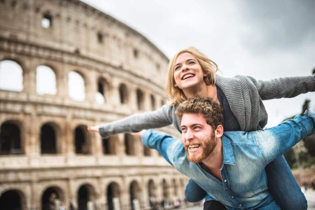 Glatt par i Rom efter en nyvunnen jackpott